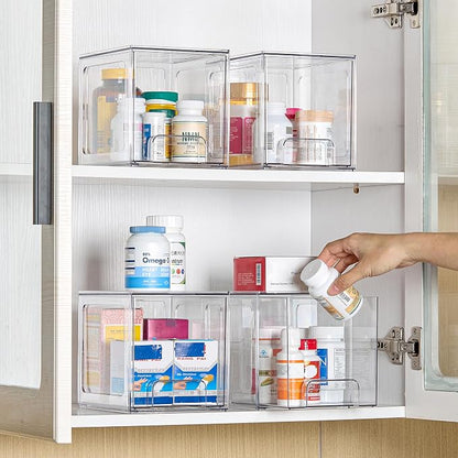 Vtopmart 4 Pack Stackable Storage Drawers, 6.6''Tall Acrylic Bathroom Makeup - Image 6