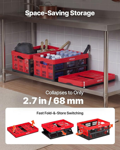 VEVOR Plastic Collapsible Storage Bins, 32L 3 Packs, Stackable Folding Storage - Image 4