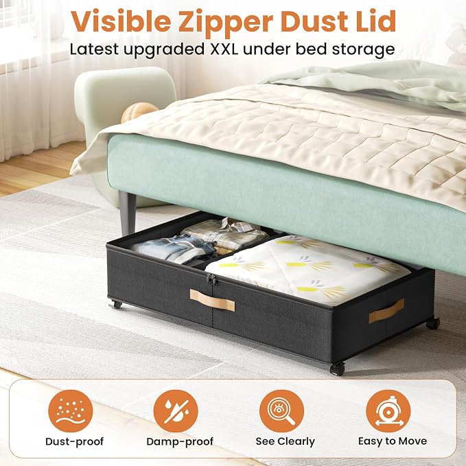 Under Bed Storage with Wheels, 72L XXL Under the Bed Storage Containers Large - Image 4