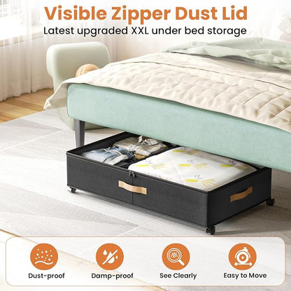 Under Bed Storage with Wheels, 72L XXL Under the Bed Storage Containers Large - Image 4