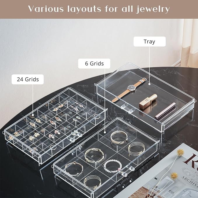 ProCase Acrylic Earrings Holder Organizer Box -Clear, 10 Layers | 158 Jewelry - Image 3