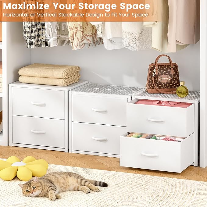 DAOUTIME 3-Pack Stackable Storage Drawers, Stackable Drawer Dresser - Image 5
