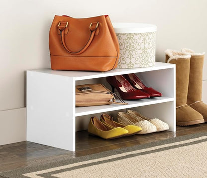 Whitmor Wood Stackable 2-Shelf Shoe Rack, 24 inches，2 Pack - Image 2