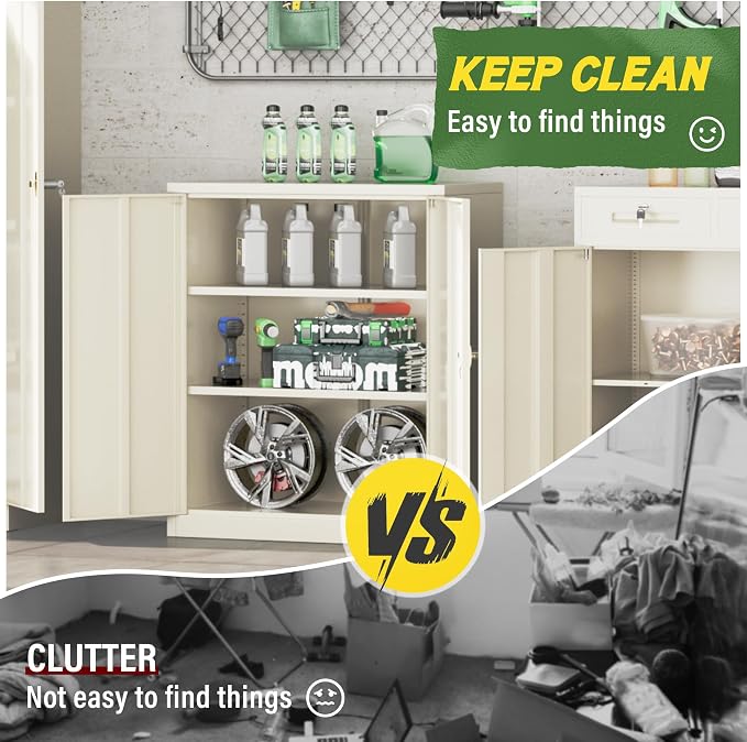 Greenvelly Metal Storage Cabinet, Lockable Storage Cabinets - Image 7
