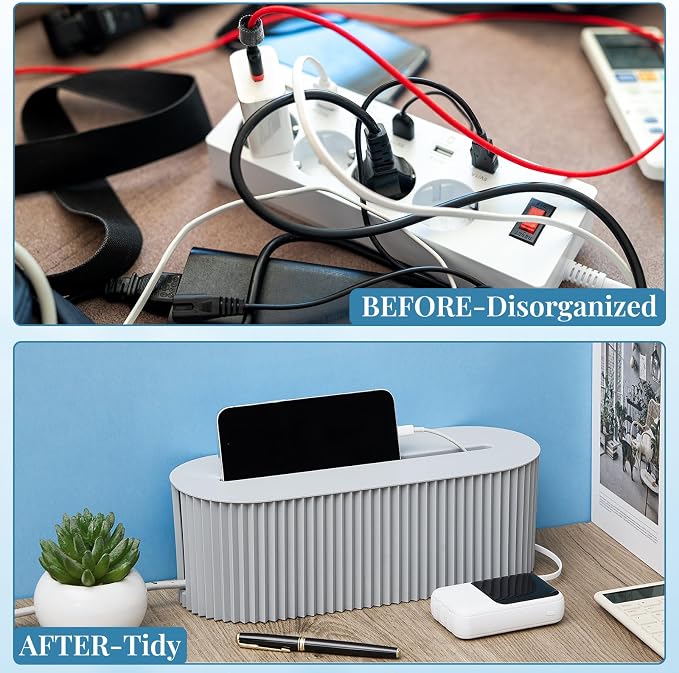 Marsui 2 Pcs Gray Cable Management Organizer Box - Image 5