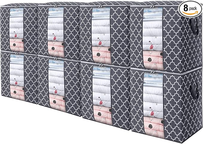 WISELIFE Storage Bags 8 Pack/100L Large Blanket Clothes Organization and by WiseLife