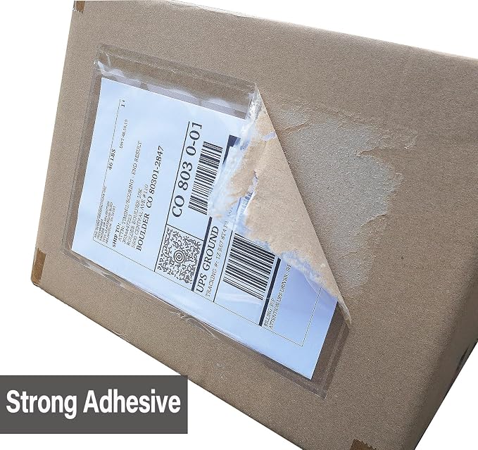 BEUYI Clear 9.5'' x 6.7'' Packing List Envelopes, Adhesive Shipping Label - Image 4