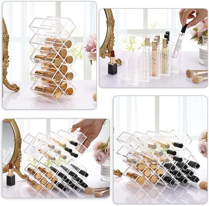 ELLDOO Rollerball Perfume Organizer, 14 Spaces Clear Acrylic Perfume Storage - Image 4