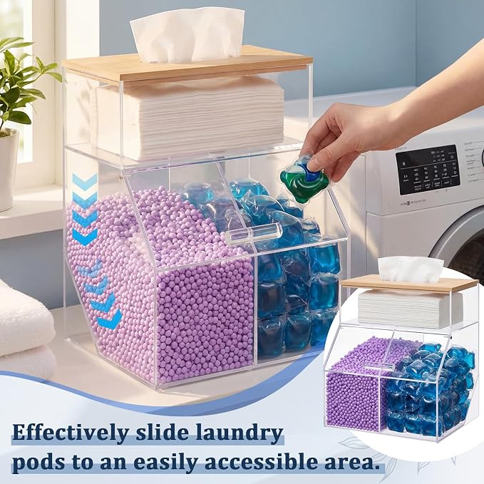 Juexica 3 in 1 Laundry Pods Container & Dryer Sheet Holder & Fragrance Beads - Image 4