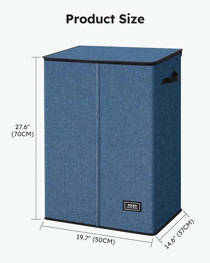 SOLEDI Laundry Hamper with Lid 130L Large & Tall Collapsible Laundry Basket - Image 7