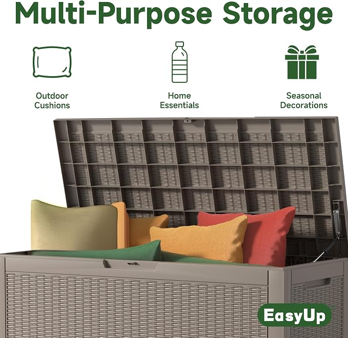 EasyUp 120 Gallon Outdoor Storage Box Waterproof, UV Resistant Resin Deck Box - Image 6