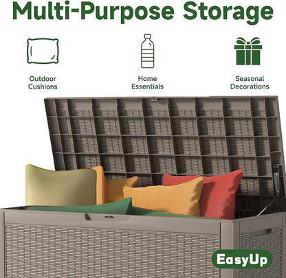EasyUp 120 Gallon Outdoor Storage Box Waterproof, UV Resistant Resin Deck Box - Image 6