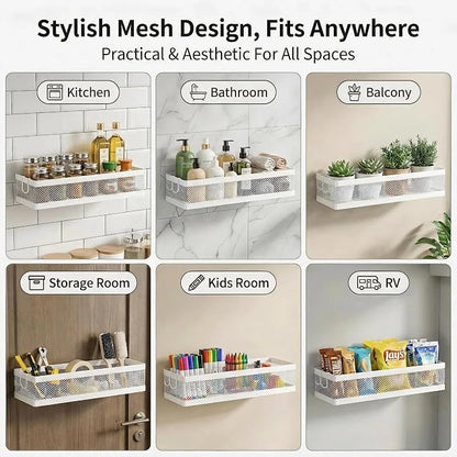 PUSDON 16.5-Inch Extra Long Slim Mesh Shower Caddy, Wall Mounted Bathroom - Image 4