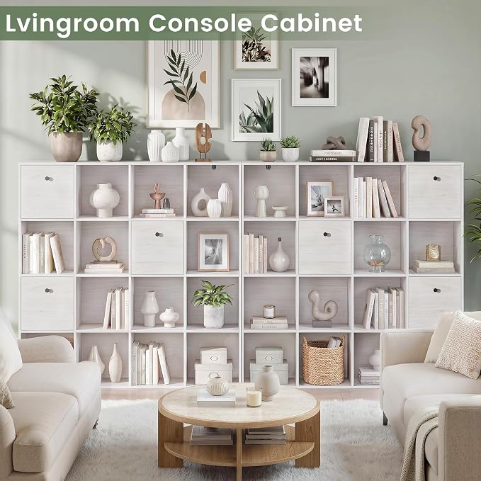 16 Cube Storage Organizer, Washed White Bookcase - Image 6