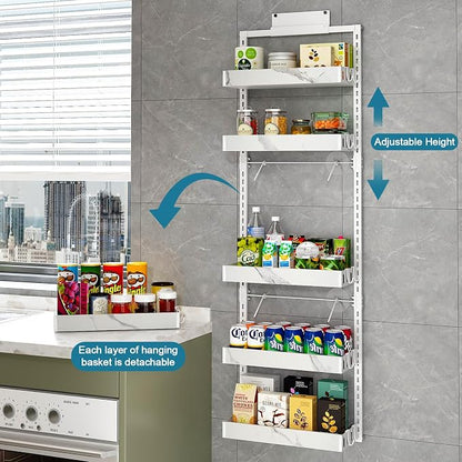 bukfen Over the Door Pantry Organizer, 6-Tier Adjustable Basket Kitchen Pantry - Image 4