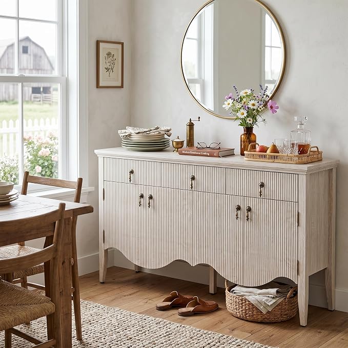FUSUNBAO 57" Fluted Sideboard Buffet - Image 3