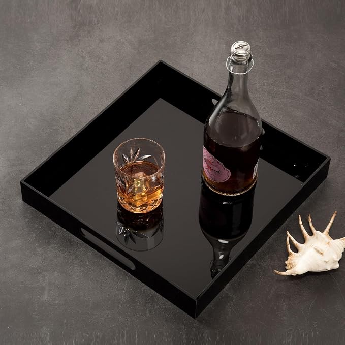 Glossy Black Acrylic Serving Tray - Image 4
