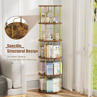 ALLSTAND 5 Tier Rotating Bookshelf, 360 ° Display Stackable Spinning Bookshelf - Image 3