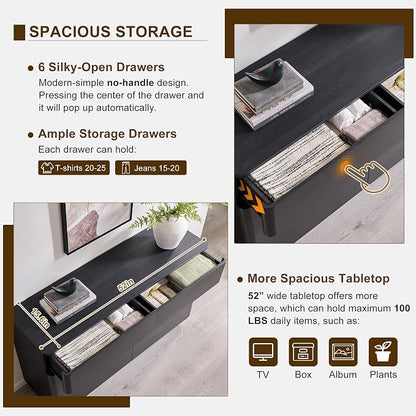 ACCOHOHO Modern 6 Drawer Dresser - Image 4