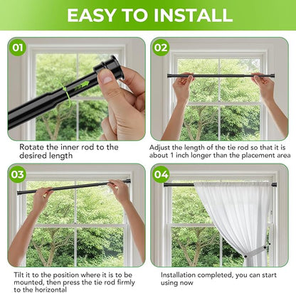 2 Pack Spring Tension Rods 28-48 Inch, No Drill Tension Curtain Rods Black | - Image 7
