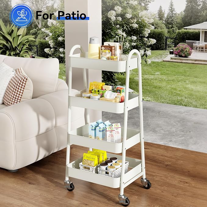 OLIXIS Metal 4 Tiers Utility Rolling Cart, Mobile Storage Shelf - Image 8