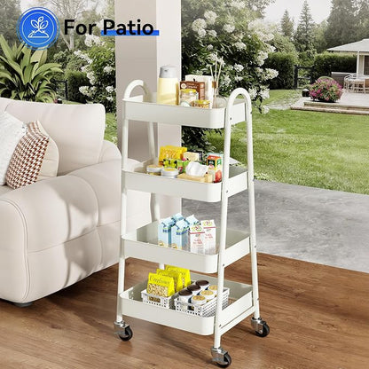 OLIXIS Metal 4 Tiers Utility Rolling Cart, Mobile Storage Shelf - Image 8