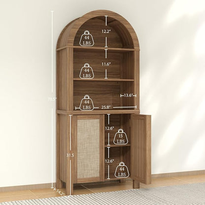 Yechen Arched Bookcase, 70.5" Tall Bookcase - Image 2