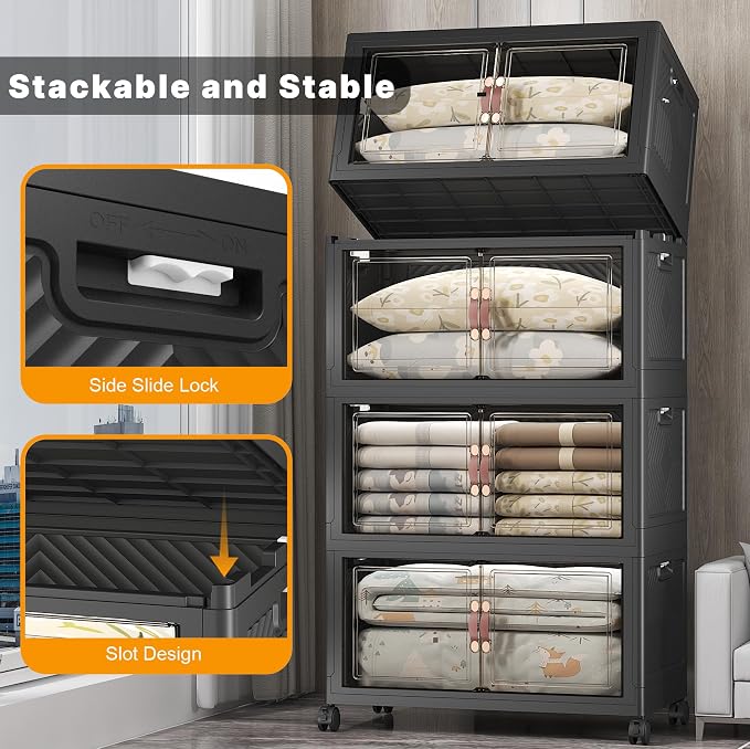 UAMFURI Stackable Storage Bins, 700QT Collapsible Drawers - Image 3