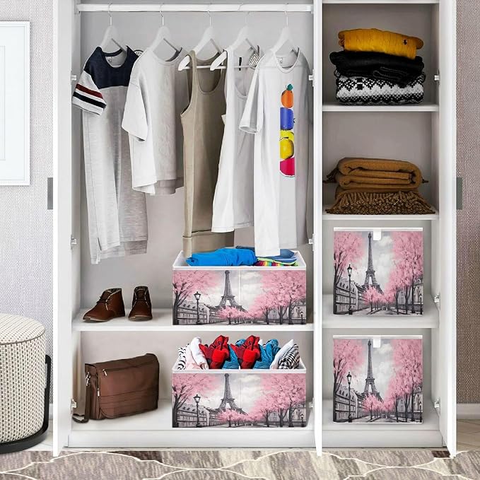 Paris Eiffel Tower Foldable Cube Storage Bin, Home Decor Organizer Storage - Image 6