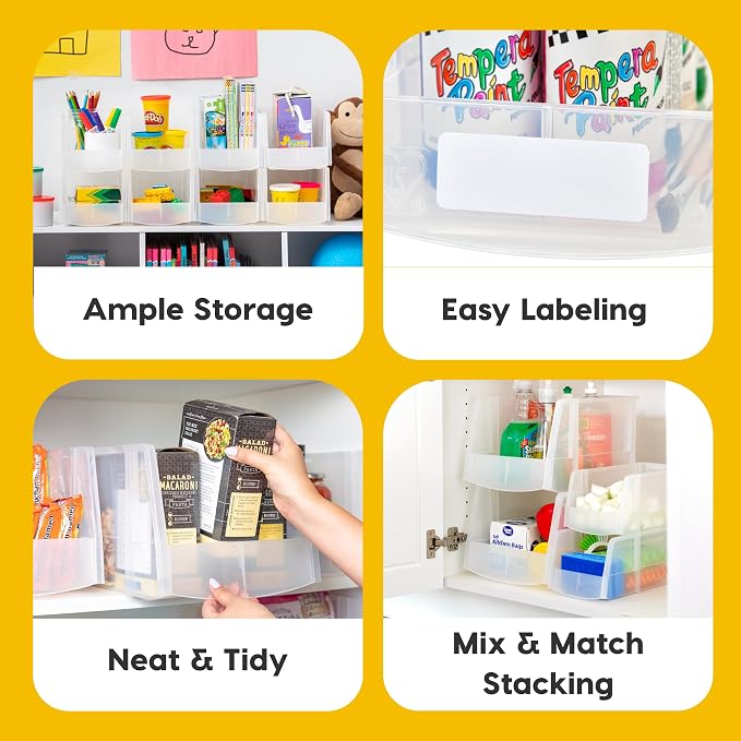 IRIS USA Clear Plastic Stackable Storage Bins, Large- 4 Pack, Open Front Fridge - Image 3
