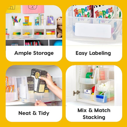 IRIS USA Clear Plastic Stackable Storage Bins, Large- 4 Pack, Open Front Fridge - Image 3