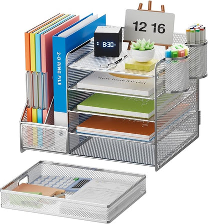 Marbrasse Desk Organizer with File Holder, 5-Tier Paper Letter Tray Organizer - Image 2