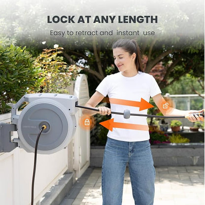 Giraffe Tools Heavy Duty Retractable Garden Hose Reel 1/2 130 FT, Wall Mounted - Image 4