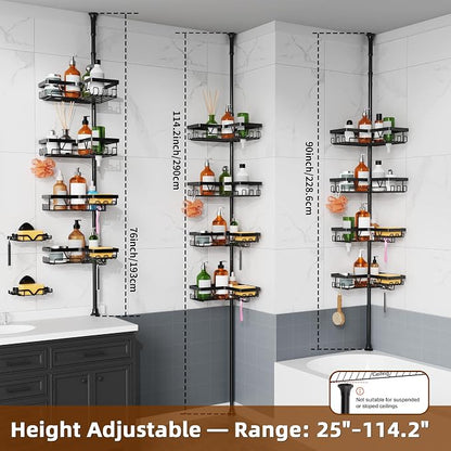 KEGII Shower Caddy Tension Pole, Rustproof Adjustable Corner Shower Organizer - Image 6