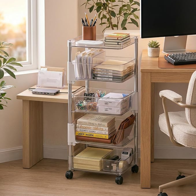 OnDisplay 360° Rotating Clear Storage Trolley – Multi-Tier Rolling Acrylic - Image 5