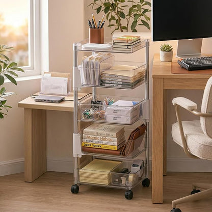 OnDisplay 360° Rotating Clear Storage Trolley – Multi-Tier Rolling Acrylic - Image 5