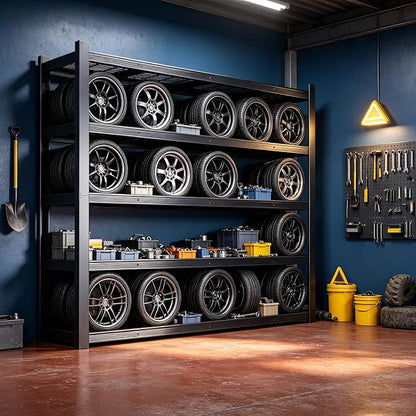 84" H Heavy Duty Wire Garage Shelving, 5-Tier Adjustable Industrial Metal - Image 2