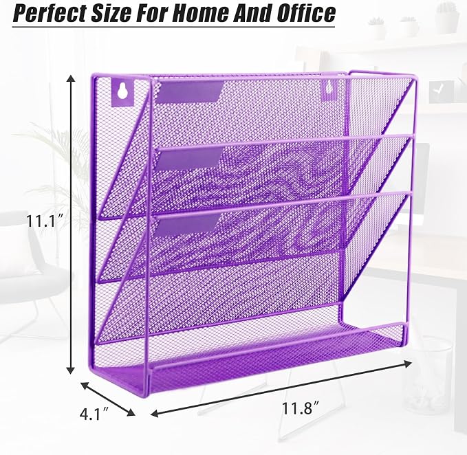 EASEPRES Desk File Organizer Mesh 4-Tier, Hanging Wall Mount Document - Image 2
