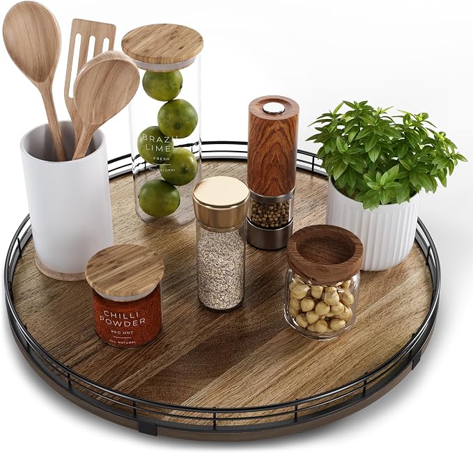Acacia Wood 16" Lazy Susan Turntable Organizer by HGF