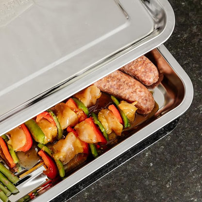 BLAZIN' GRILL Prep and Serving Trays | Set of 2 Stackable, Stainless Steel BBQ - Image 7