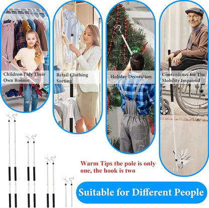 Clothes Hook Pole Heavy Duty, 32 to 80In Retail Clothing Hook Pole | Extra Long - Image 8