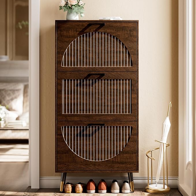 Farmhouse Shoe Cabinet Storage for Entryway, Slim Shoe Rack Cabinet - Image 3