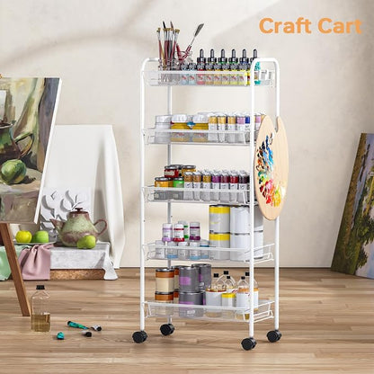 TOOLF 5-Tier Rolling Cart, Metal Utility Cart - Image 5
