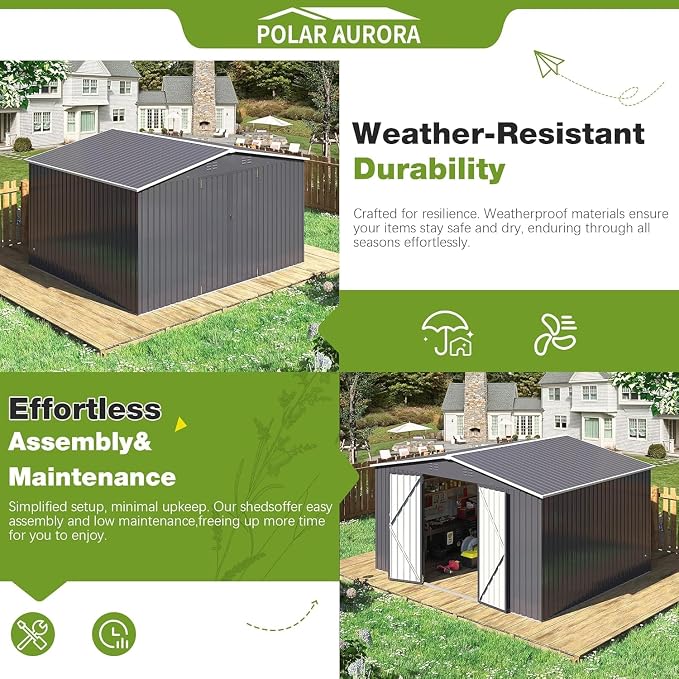 Polar Aurora Outdoor Storage Shed, Metal Garden Shed - Image 2