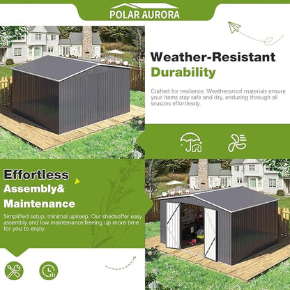Polar Aurora Outdoor Storage Shed, Metal Garden Shed - Image 2
