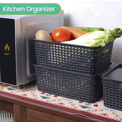 Plastic Storage Baskets with Lid-Plastic Storage Containers Stackable Storage - Image 6