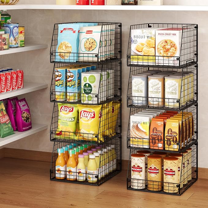 Jakyitvi 4 Pack XXL Stackable Wire Storage Basket, Extra Large Capacity Pantry - Image 4