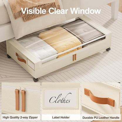 LAMU Under Bed Storage with Wheels, 2 Pack Under Bed Storage Containers with - Image 5