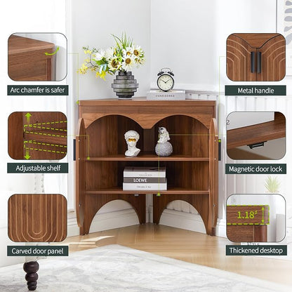 Small Corner Storage Cabinet, Mid Century Modern Floor Corner Cabinet - Image 7