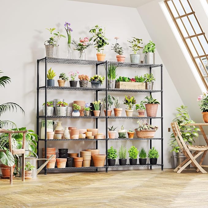 IZEUK Linked Storage Racks, DIY Adjustable Heavy Duty Metal Shelving Unit - Image 5